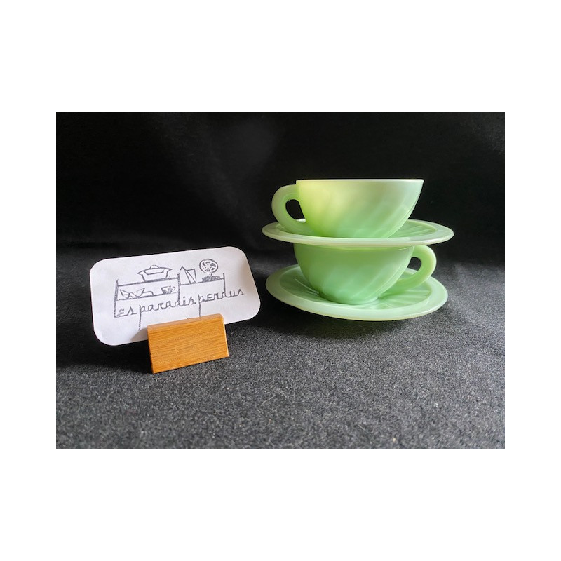 Duo "Dulcine" tasses et sous-tasses café Arcopal - 1950-60