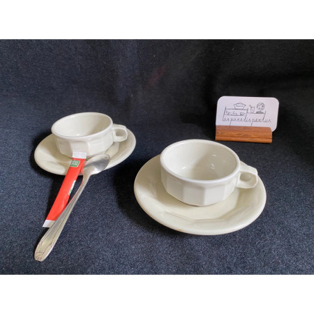 Duo café Pillivuyt - porcelaine blanche