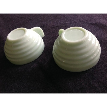 DUO TASSES OPALINES "ART DÉCO"