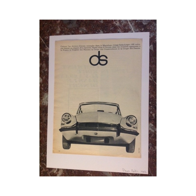 PUBLICITÉ CITROËN DS PM 1962
