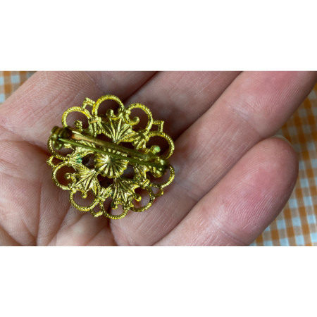 Broche strass marron