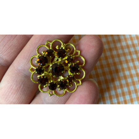 Broche strass marron