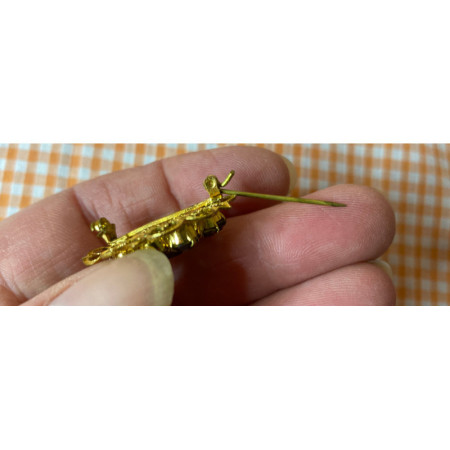 Broche strass marron