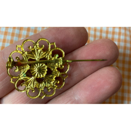 Broche strass marron