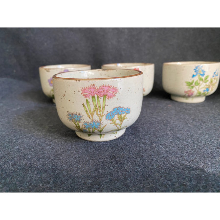 Ensemble 4 tasses "Botanique" en grès