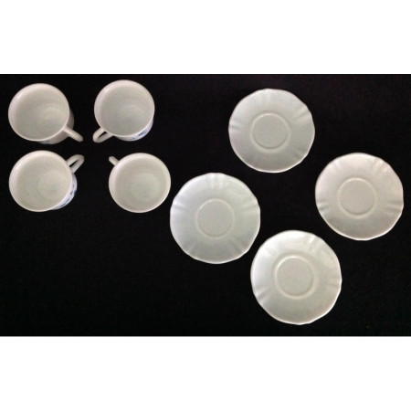 Ensemble 4 tasses+ sous-tasses café "simple" Arcopal - Myosotis