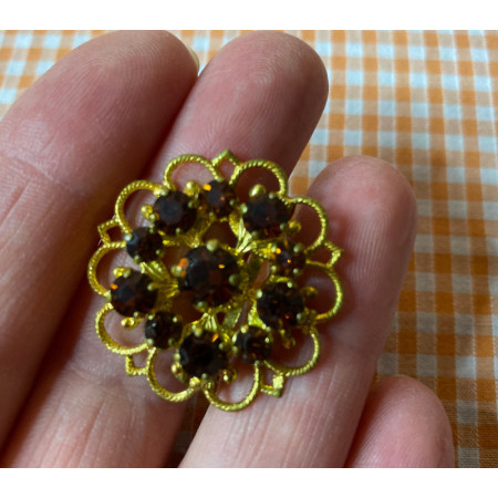 Broche strass marron