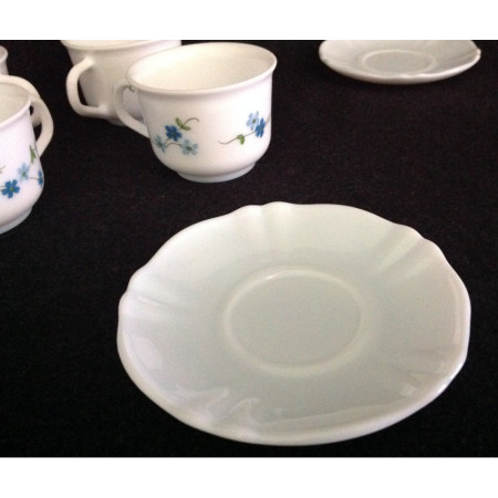 Ensemble 4 tasses+ sous-tasses café "simple" Arcopal - Myosotis