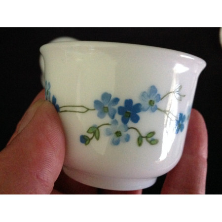 Ensemble 4 tasses+ sous-tasses café "simple" Arcopal - Myosotis