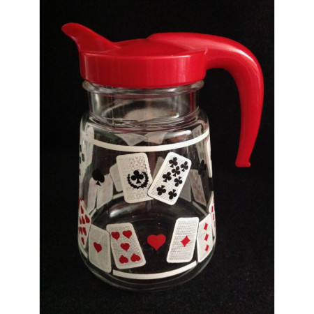 Ensemble cruche pichet et 6 verres "Belote" - 1960