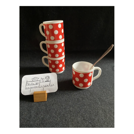 Ensemble de 4 tasses à café Dots - ARCOPAL "Pois rouge"