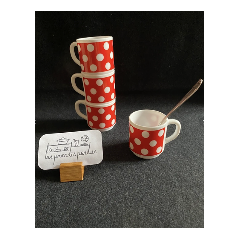 Ensemble de 4 tasses à café Dots - ARCOPAL "Pois rouge"