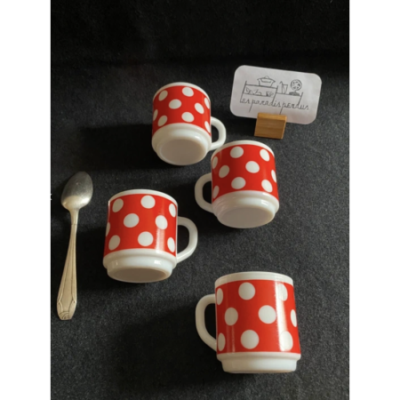 Ensemble de 4 tasses à café Dots - ARCOPAL "Pois rouge"