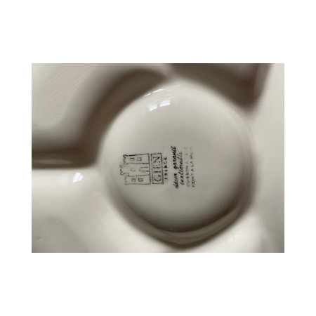 Ensemble de 6 assiettes à fondue bourguignonne - Faïence de Gien 1970