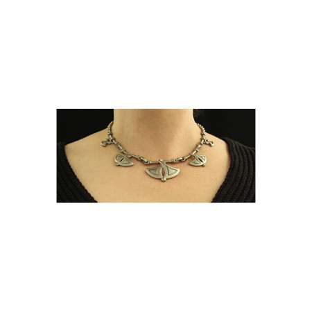 COLLIER MÉTAL VINTAGE GINKO - LERITZ - 1980