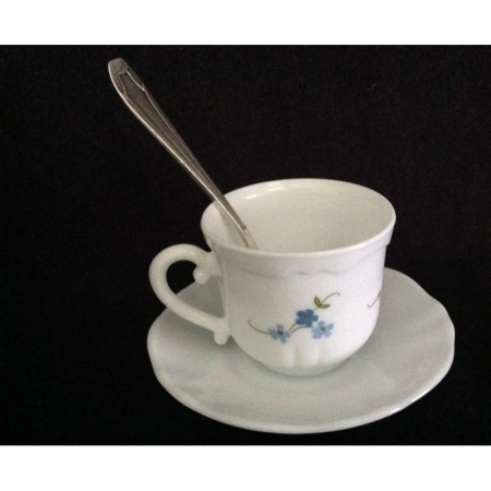 Ensemble tasse et sous-tasse café Arcopal - "Myosotis"