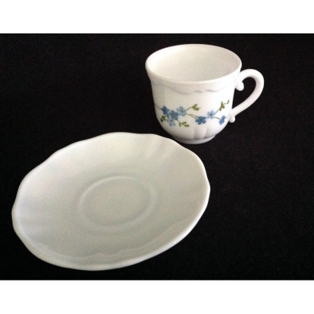 Ensemble tasse et sous-tasse café Arcopal - "Myosotis"