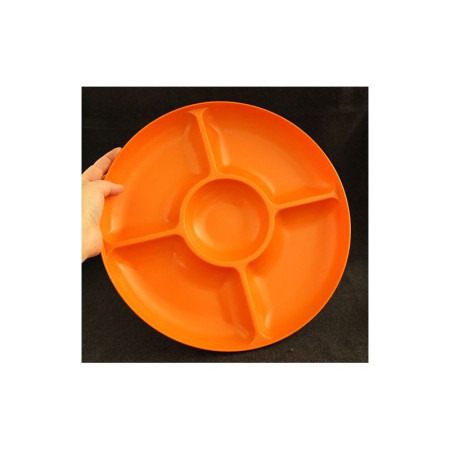 GRAND PLAT À COMPARTIMENT ORANGE - 1970