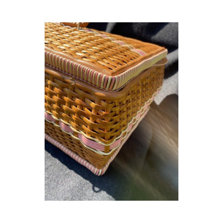 Panier de couture - Osier version rose - 1950