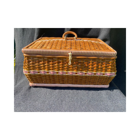 Panier de couture - Osier version rose - 1950