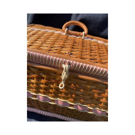 Panier de couture - Osier version rose - 1950
