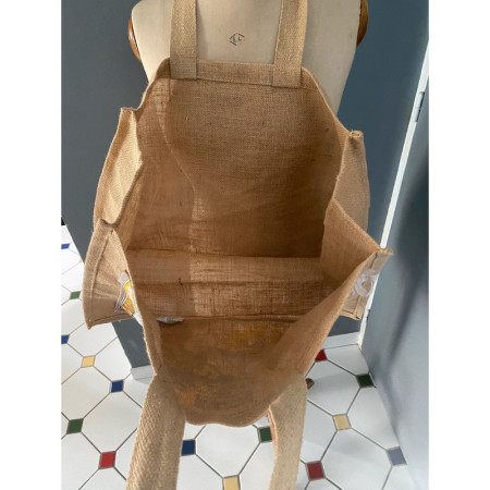 Sac cabas "Route du Champagne"  - upcycling tissus vintage 1970-80