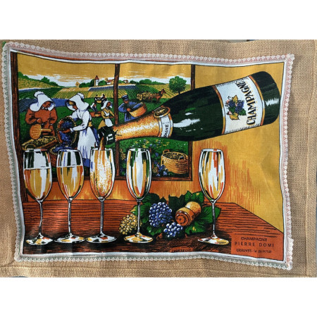 Sac cabas "Vendanges en Champagne"  - upcycling tissus vintage 1970-80