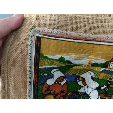 Sac cabas "Vendanges en Champagne"  - upcycling tissus vintage 1970-80