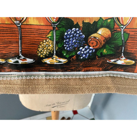 Sac cabas "Vendanges en Champagne"  - upcycling tissus vintage 1970-80