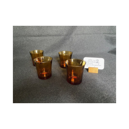 Lot (4) verres à eau "Duralex fumé" - vintage 1980