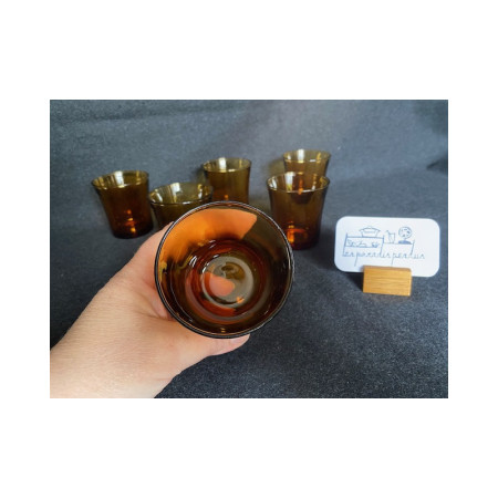 Lot (6) verres à eau "Duralex fumé" - vintage 1980