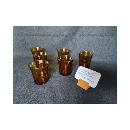 Lot (6) verres à eau "Duralex fumé" - vintage 1980