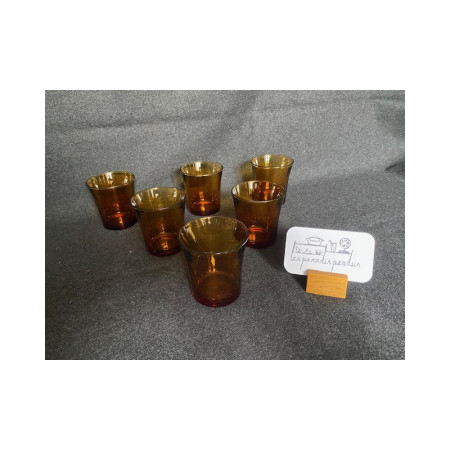 Lot (6) verres à eau "Duralex fumé" - vintage 1980
