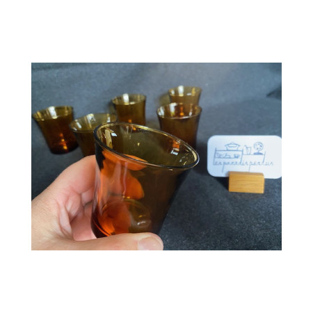 Lot (6) verres à eau "Duralex fumé" - vintage 1980