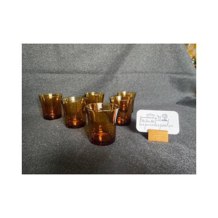 Lot (6) verres à eau "Duralex fumé" - vintage 1980