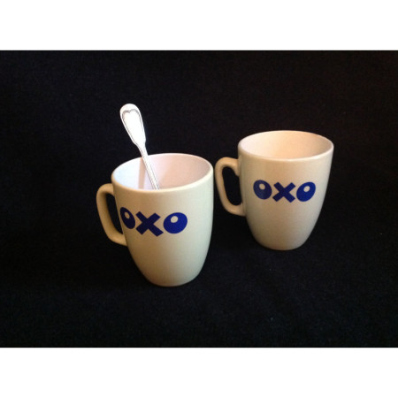 Lot 2 mug "OXO" jaune pastel
