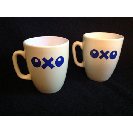 Lot 2 mug "OXO" jaune pastel