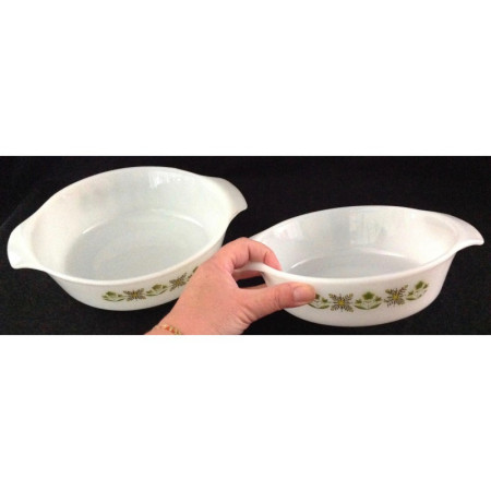 Lot 2 plats ronds Fire-King "Anchor" Meadow green
