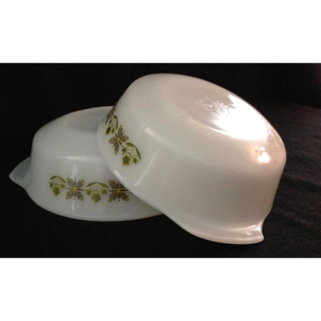 Lot 2 plats ronds Fire-King "Anchor" Meadow green