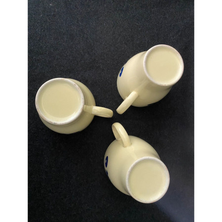 Lot 3 mugs "OXO" jaune pastel