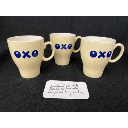 Lot 3 mugs "OXO" jaune pastel