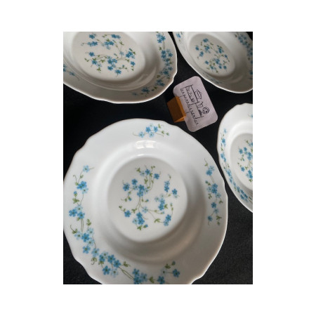 Lot 4 assiettes creuses Arcopal "Myosotis"