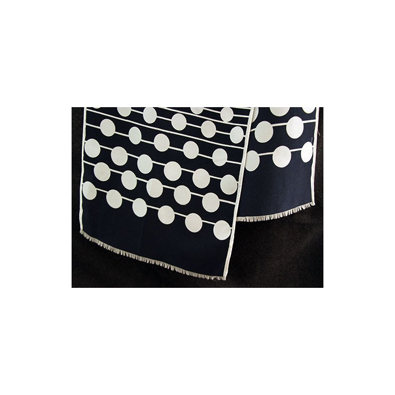 FOULARD GRAPHIQUE POIS BLEUS ET BLANCS