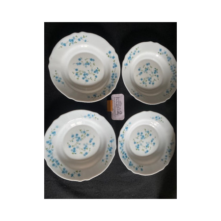 Lot 4 assiettes creuses Arcopal "Myosotis"