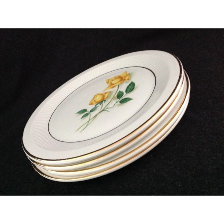 LOT 4 ASSIETTES DESSERT "ROSE JAUNE"