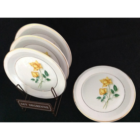 LOT 4 ASSIETTES DESSERT "ROSE JAUNE"
