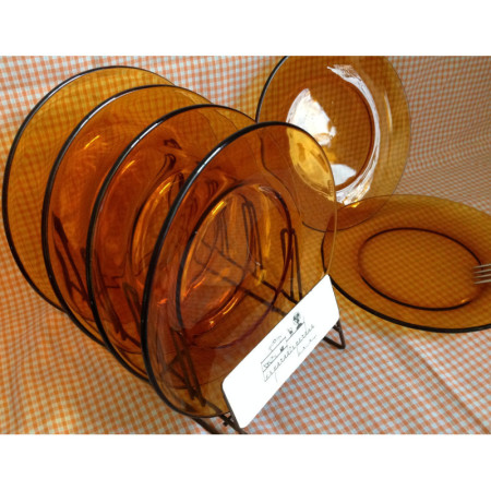 Lot 6 assiettes dessert ambré - Duralex
