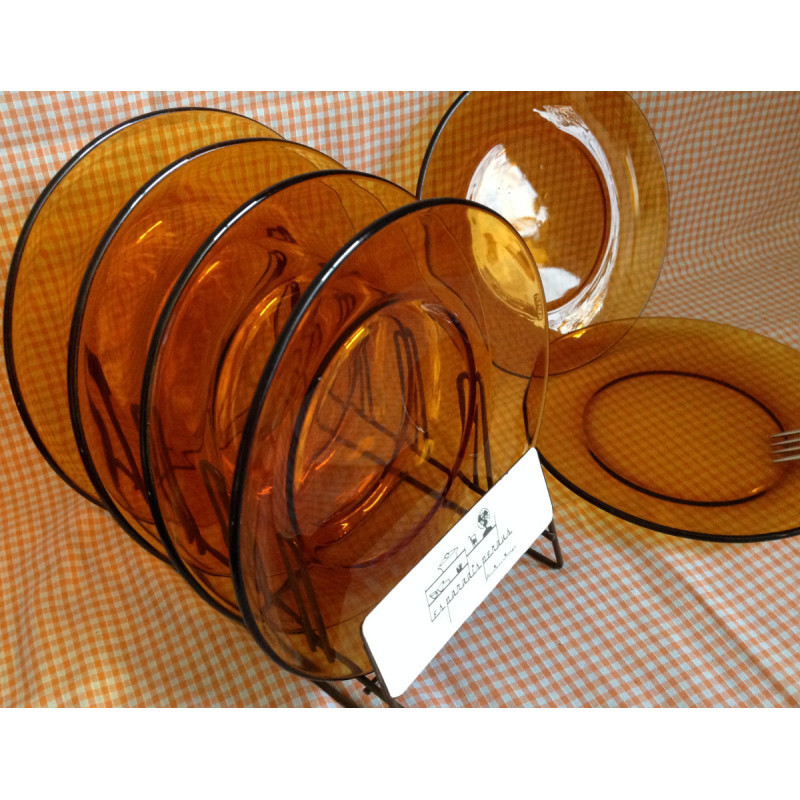 Lot 6 assiettes dessert ambré - Duralex
