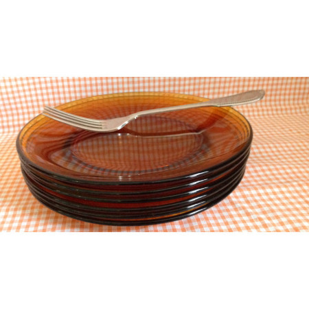 Lot 6 assiettes dessert ambré - Duralex