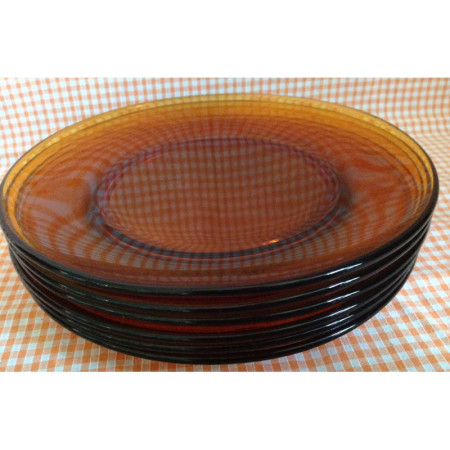 Lot 6 assiettes dessert ambré - Duralex